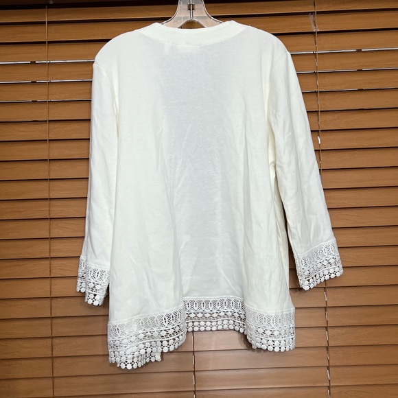 Rafaella Lace-Trim women’s Open Front Cardigan size XL Cream - Picture 4 of 7